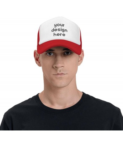 Custom Hats Design Your Own Text Name Image Photo Trucker Hats Red $6.94 Baseball Caps