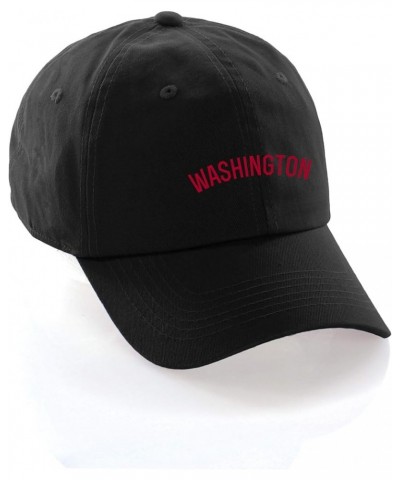 USA Cities Baseball Dad Hat Cap Cotton Unstructure Low Profile Strapback Washington Black Red $12.21 Baseball Caps