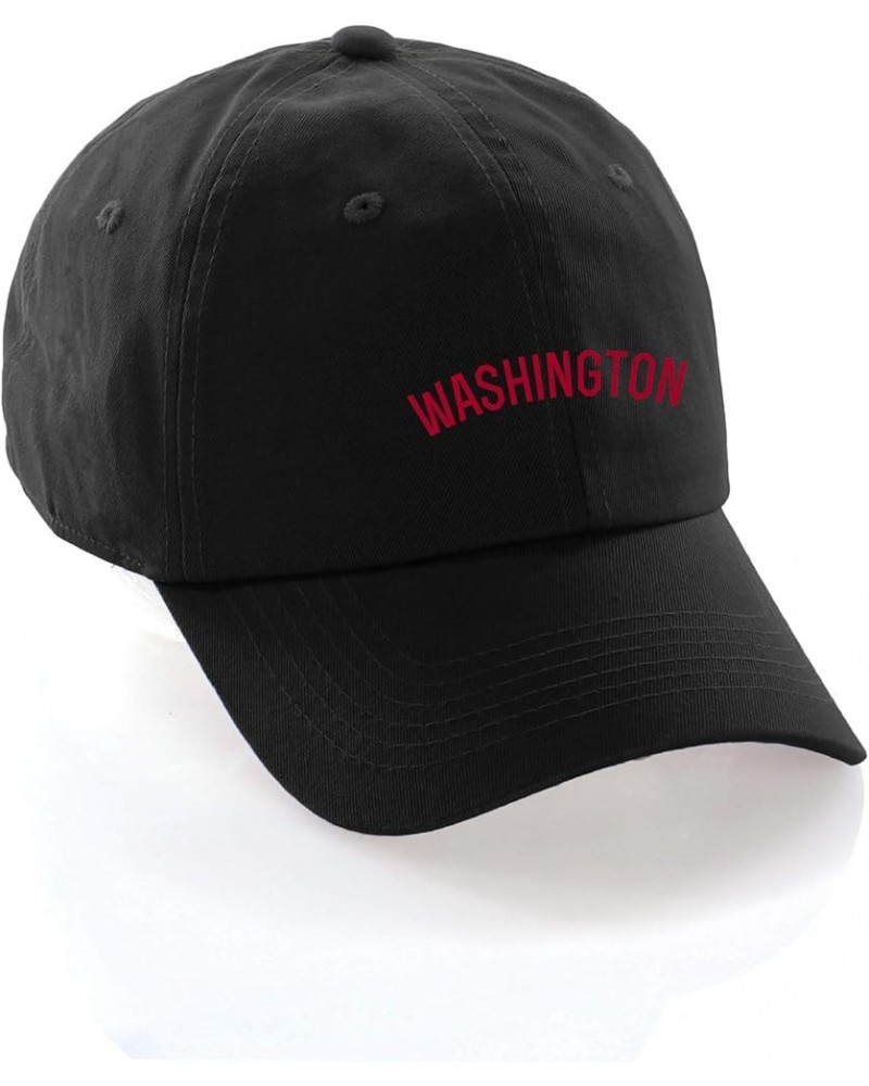 USA Cities Baseball Dad Hat Cap Cotton Unstructure Low Profile Strapback Washington Black Red $12.21 Baseball Caps