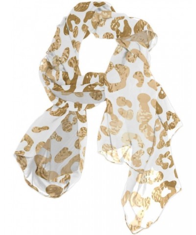 Silk Like Scarf Golden Leopard Skin Print Scarf Soft Lightweight Chiffon Scarf Shawl Wrap for Women $12.00 Scarves