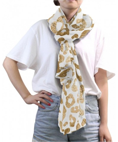 Silk Like Scarf Golden Leopard Skin Print Scarf Soft Lightweight Chiffon Scarf Shawl Wrap for Women $12.00 Scarves