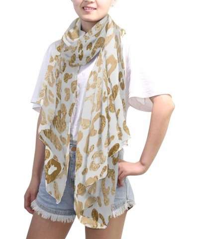 Silk Like Scarf Golden Leopard Skin Print Scarf Soft Lightweight Chiffon Scarf Shawl Wrap for Women $12.00 Scarves