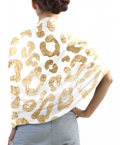 Silk Like Scarf Golden Leopard Skin Print Scarf Soft Lightweight Chiffon Scarf Shawl Wrap for Women $12.00 Scarves