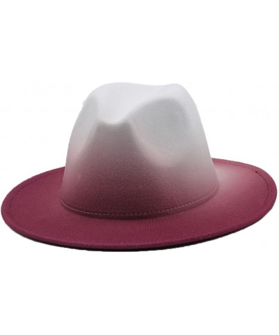 Women Men Wool Felt Jazz Hats Fedora Hats Wide Brim Patchwork Cap Party Top Hat Panama Hat 12 $16.13 Fedoras