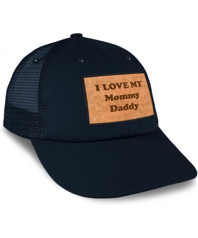 Patch Hat Printed Leather Background I Love My Mommy Daddy Style B Funny Humor Cotton Trucker Baseball Cap Navy Rectangle Pat...