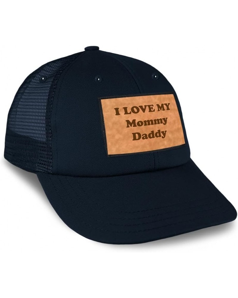 Patch Hat Printed Leather Background I Love My Mommy Daddy Style B Funny Humor Cotton Trucker Baseball Cap Navy Rectangle Pat...