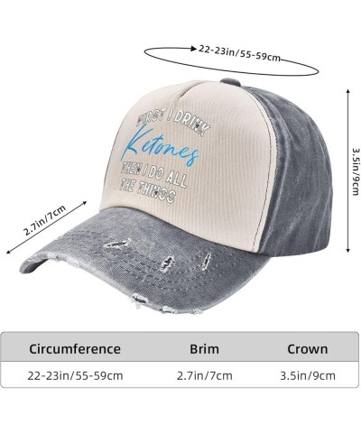 First I Drink Ketones Then I Do Things Women's Baseball Hat Retro Washed Denim Trucker Hat Adjustable,Dark Red Gray $11.41 Ba...