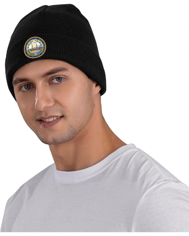 Seal of New Hampshire Fashionable Knitted Hats Cozy Elegance for Men Women2 Black $11.27 Skullies & Beanies