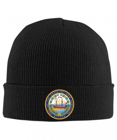 Seal of New Hampshire Fashionable Knitted Hats Cozy Elegance for Men Women2 Black $11.27 Skullies & Beanies