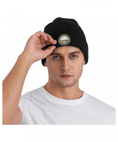 Seal of New Hampshire Fashionable Knitted Hats Cozy Elegance for Men Women2 Black $11.27 Skullies & Beanies