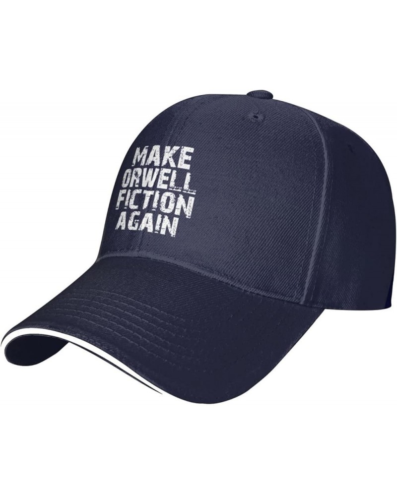 Make Orwell Fiction Again Men's Baseball Hat Original Trucker Cap Adjustable Navy Blue $10.82 Baseball Caps