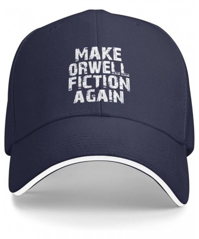 Make Orwell Fiction Again Men's Baseball Hat Original Trucker Cap Adjustable Navy Blue $10.82 Baseball Caps