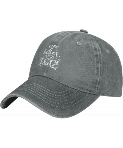 Life is Better at The Lake Cowboy Baseball Cap Trucker Hat Gray $16.70 Cowboy Hats