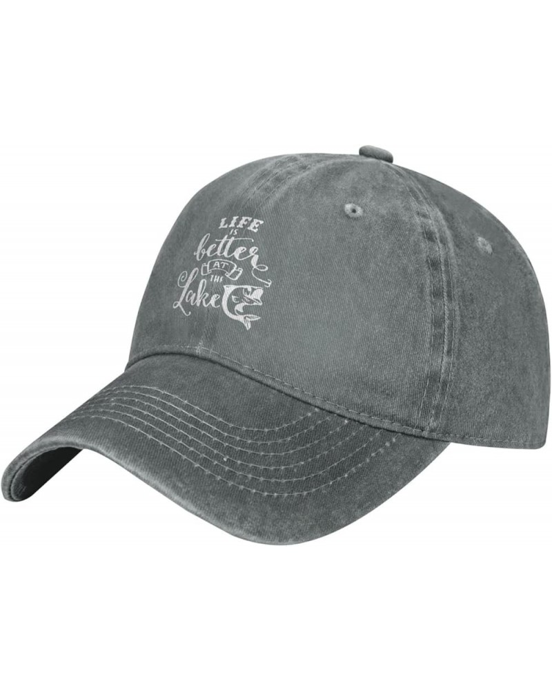 Life is Better at The Lake Cowboy Baseball Cap Trucker Hat Gray $16.70 Cowboy Hats