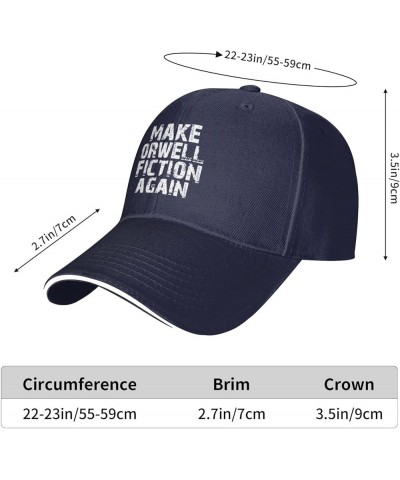 Make Orwell Fiction Again Men's Baseball Hat Original Trucker Cap Adjustable Navy Blue $10.82 Baseball Caps