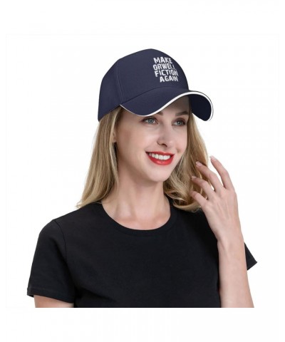 Make Orwell Fiction Again Men's Baseball Hat Original Trucker Cap Adjustable Navy Blue $10.82 Baseball Caps