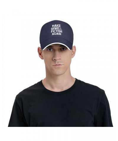 Make Orwell Fiction Again Men's Baseball Hat Original Trucker Cap Adjustable Navy Blue $10.82 Baseball Caps