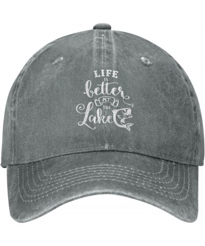 Life is Better at The Lake Cowboy Baseball Cap Trucker Hat Gray $16.70 Cowboy Hats