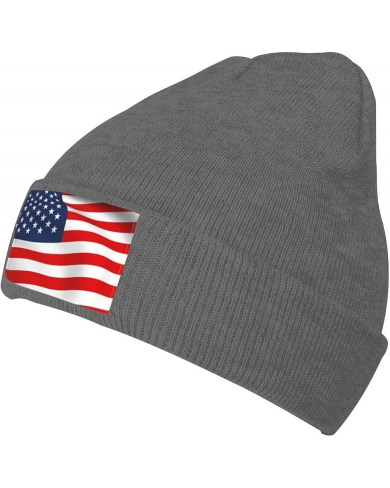 American Flag Patriotic Print Beanie Hats for Women Men Warm Knit Hat Winter Knitted Beanie Stretch Fashion Cap Deep Heather ...