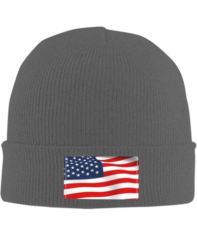 American Flag Patriotic Print Beanie Hats for Women Men Warm Knit Hat Winter Knitted Beanie Stretch Fashion Cap Deep Heather ...