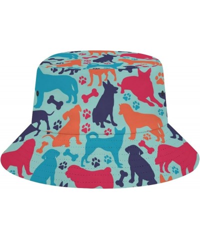 Unisex Bone Pattern Bucket Hat Fisherman Cap Outdoor Sun Protection, Summer Sun Hat for Women Men Animals Color Dog Pattern $...