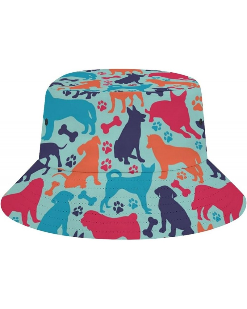 Unisex Bone Pattern Bucket Hat Fisherman Cap Outdoor Sun Protection, Summer Sun Hat for Women Men Animals Color Dog Pattern $...