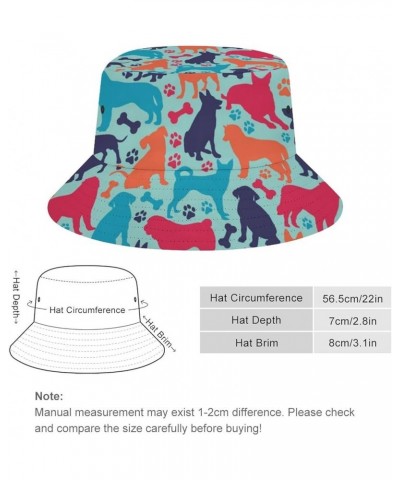 Unisex Bone Pattern Bucket Hat Fisherman Cap Outdoor Sun Protection, Summer Sun Hat for Women Men Animals Color Dog Pattern $...