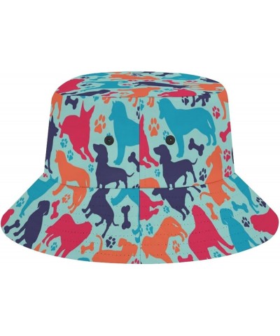 Unisex Bone Pattern Bucket Hat Fisherman Cap Outdoor Sun Protection, Summer Sun Hat for Women Men Animals Color Dog Pattern $...