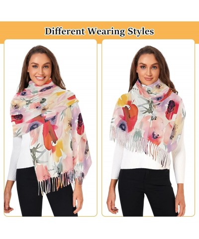 Pastel Daisy Flowers Women's Wraps & Pashminas Decorative Pashmina Shawl Warm Blanket Scarf Flower Watercolor Floral $13.77 S...