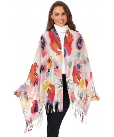 Pastel Daisy Flowers Women's Wraps & Pashminas Decorative Pashmina Shawl Warm Blanket Scarf Flower Watercolor Floral $13.77 S...