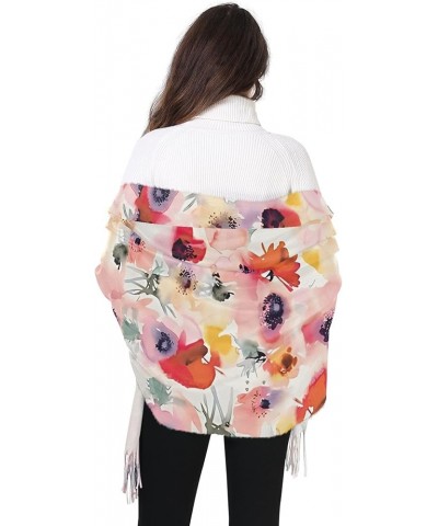 Pastel Daisy Flowers Women's Wraps & Pashminas Decorative Pashmina Shawl Warm Blanket Scarf Flower Watercolor Floral $13.77 S...