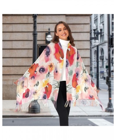 Pastel Daisy Flowers Women's Wraps & Pashminas Decorative Pashmina Shawl Warm Blanket Scarf Flower Watercolor Floral $13.77 S...