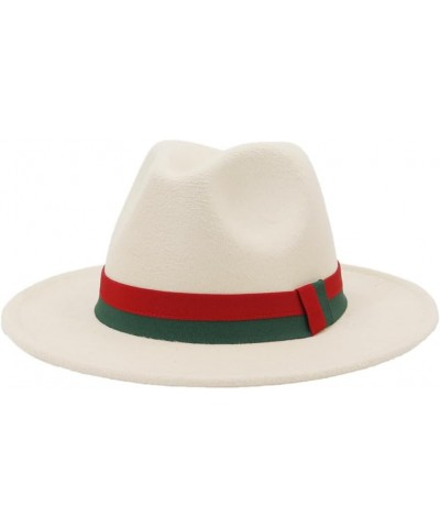 Wool Felt Fedora Hats with Patchwork Ribbon Band Vintage Women Men Jazz Felt Cap Panama Hat Khaki9 $14.46 Fedoras