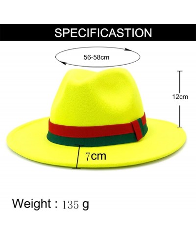 Wool Felt Fedora Hats with Patchwork Ribbon Band Vintage Women Men Jazz Felt Cap Panama Hat Khaki9 $14.46 Fedoras