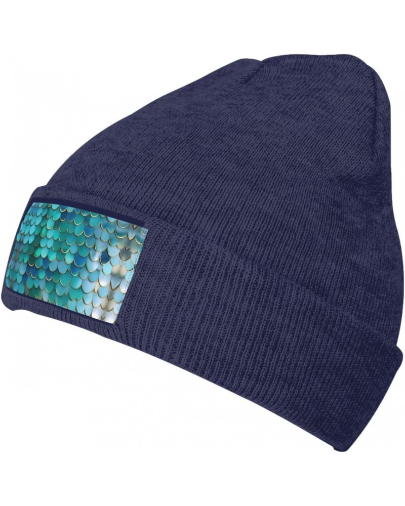 Mermaid Scale Fashionable Adult Knitted Wool Hat,Unisex Brimless Cap,Ideal for Casual Wear $10.75 Skullies & Beanies