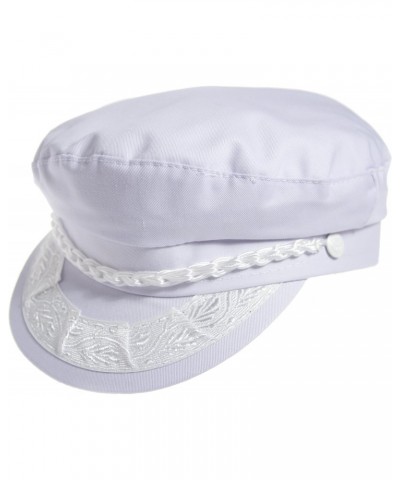 Authentic Greek Fisherman's Cap - Cotton - White - 8 - (25 1/4 Inches - 64 cm) $22.32 Newsboy Caps