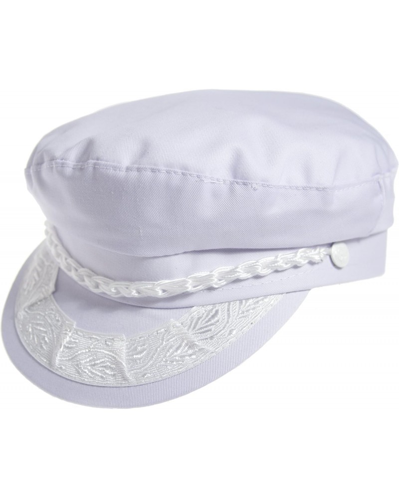 Authentic Greek Fisherman's Cap - Cotton - White - 8 - (25 1/4 Inches - 64 cm) $22.32 Newsboy Caps