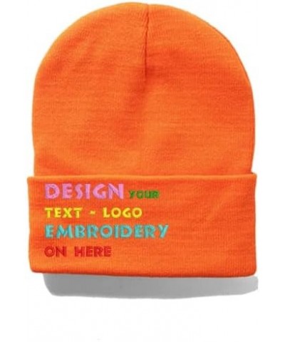 1-12 Packs Wholesale Custom Winter Hats Knit Beanie Cap Outdoor Family Orange $11.75 Skullies & Beanies