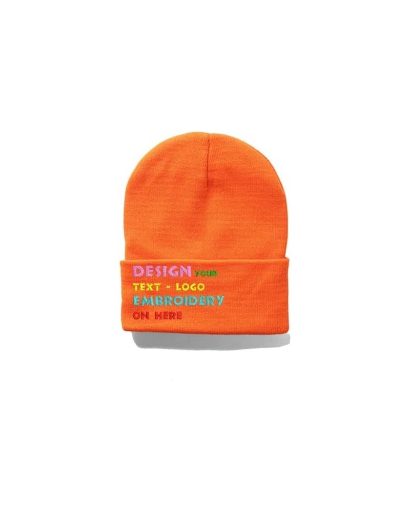 1-12 Packs Wholesale Custom Winter Hats Knit Beanie Cap Outdoor Family Orange $11.75 Skullies & Beanies