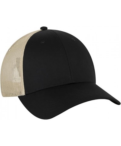 6 Panel Blend Twill Structured Low Profile Mesh Back Snapback Trucker Hat Blk/Blk/Kha $10.15 Baseball Caps