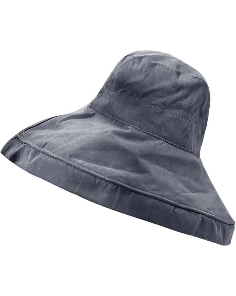 Bucket Hat Sun Cap Foldable Fisherman Hat Women Japanese Color Beach Hat Elegant Solid Leides Sunscreen Hat Grey $9.58 Sun Hats