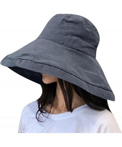 Bucket Hat Sun Cap Foldable Fisherman Hat Women Japanese Color Beach Hat Elegant Solid Leides Sunscreen Hat Grey $9.58 Sun Hats