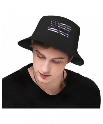 Silk Style United States Thin Purple Line Flag Bucket Hat for Men Women Beach Travel Sun Hat Casual Fishing Hat $9.51 Bucket ...