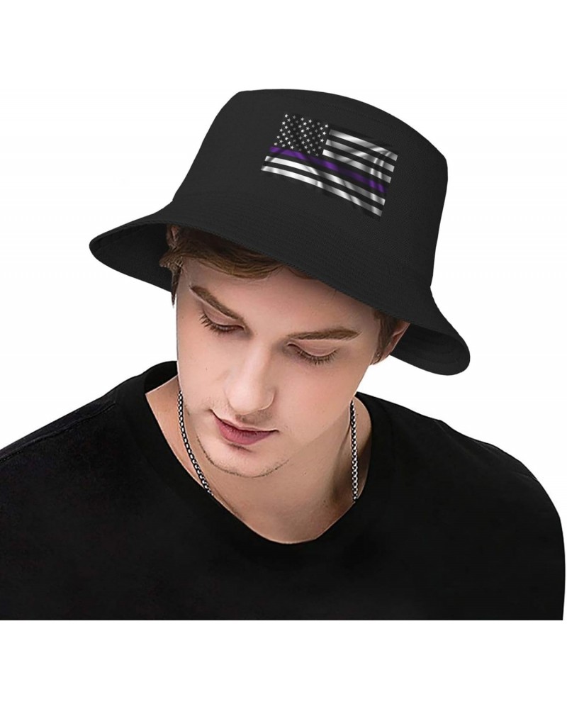 Silk Style United States Thin Purple Line Flag Bucket Hat for Men Women Beach Travel Sun Hat Casual Fishing Hat $9.51 Bucket ...