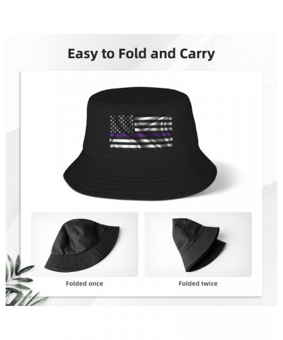 Silk Style United States Thin Purple Line Flag Bucket Hat for Men Women Beach Travel Sun Hat Casual Fishing Hat $9.51 Bucket ...