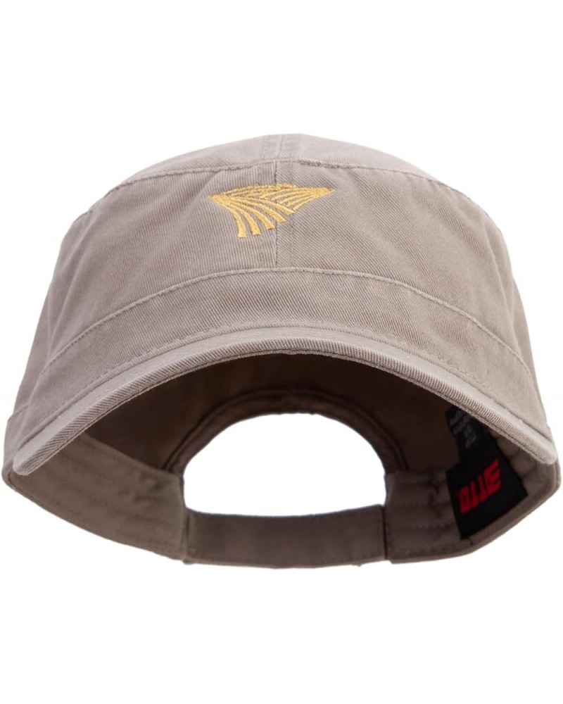 Golden Farm Field Icon Embroidered Garment Washed Adjustable Army Cap Khaki $21.63 Baseball Caps