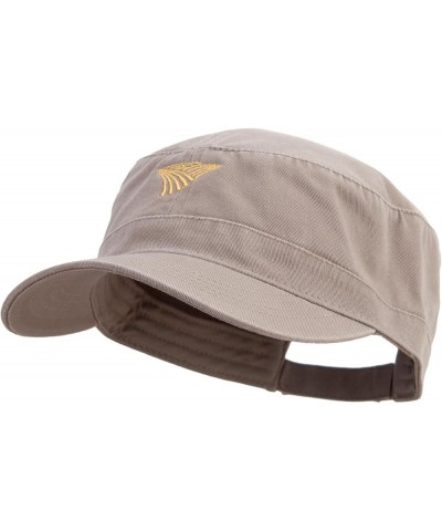 Golden Farm Field Icon Embroidered Garment Washed Adjustable Army Cap Khaki $21.63 Baseball Caps