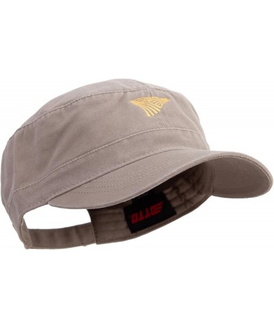 Golden Farm Field Icon Embroidered Garment Washed Adjustable Army Cap Khaki $21.63 Baseball Caps