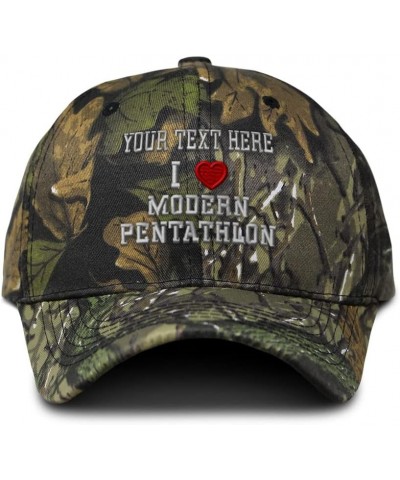 Custom Camo Baseball Cap I (Love) Modern Pentathlon Red Heart Sports Lovers Forest Tree Green Personalized Text Here $13.50 B...