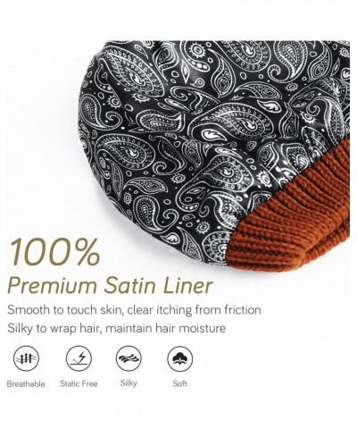 Winter Beanie Hat for Women Satin Lined Cable Knit Chunky Slouchy Beanies Skull Warm Cap Orange-satin Lining $10.56 Skullies ...